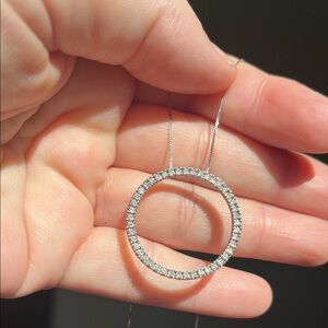 Circle Diamond Pendant Necklace